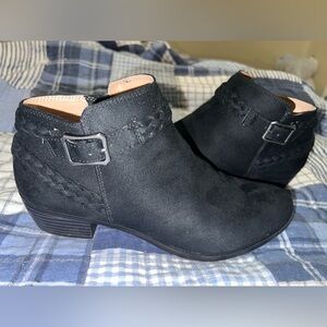 Life Stride Black Ankle Booties with Buckle Detail